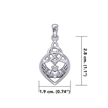 Celtic Claddagh Triquetra Heart Sterling Silver Pendant - Symbol of Eternal Love by Peter Stone Jewelry TPD6205 - Jewelry